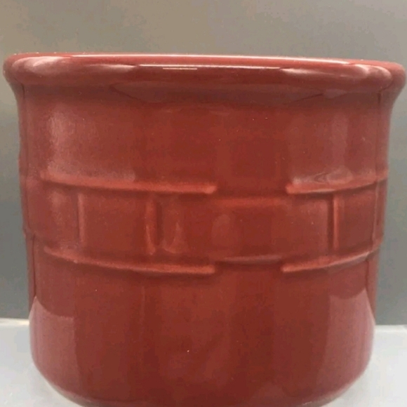 Longaberger Pottery Woven Traditions Paprika Pillar Candle Holder/Crock - Picture 2 of 4